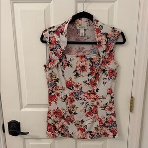 White House Black Market Pink and Cream Blouse